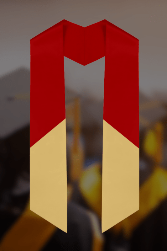 Blank Red and Gold Antique (Old Gold) Graduation Stole | Two-tone with Diagonal Edge