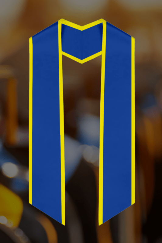 Blank Royal Blue with Canary Yellow (Gold) Border Graduation Stole | Color Border with Diagonal Edge