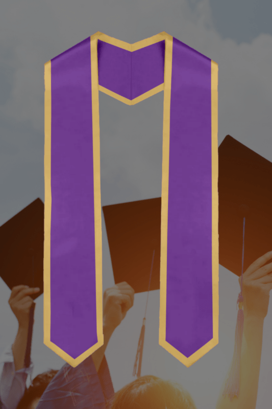 Purple blank graduation stole with gold antique diamond edge, wholesale Greek stole for fraternities and sororities